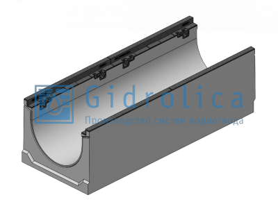 Лоток водоотводный бетонный коробчатый (СО-300мм), с чугунной насадкой КU 100.39,9 (30).36(29) - BGZ-S